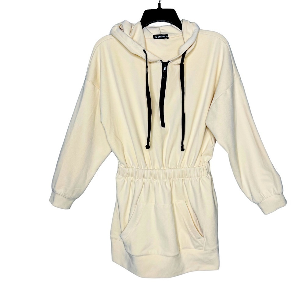 Sheilay Hooded Half Zip Soft Sweatshirt Dress